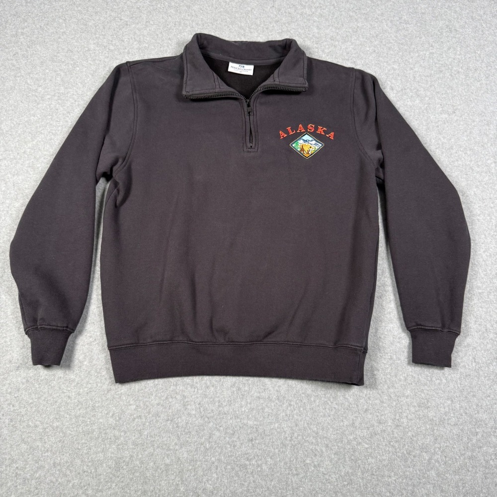 Princess Cruises Alaska Quarter Zip Sweatshirt Gray Embroidered Bear Womens M